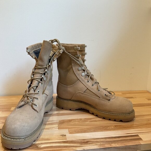 Women Bates Tactical Combat Boots 5.5 Tan Leather & Fabric steel toe security - Picture 7 of 16